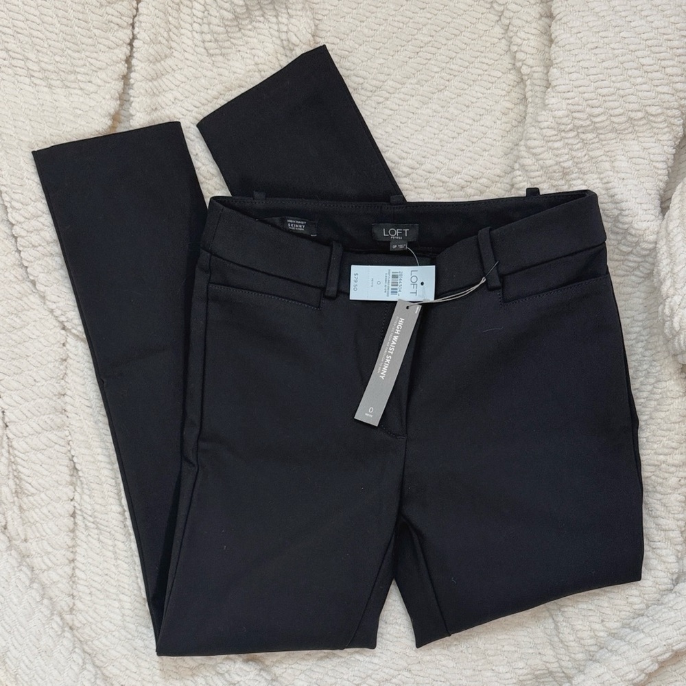 LOFT NWT High Waisted Skinny Black Trousers 0P petite